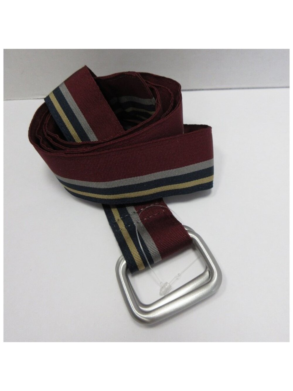 Brooks Brothers Belt XL Red Striped D Ring Webbing Ribbon NEW
